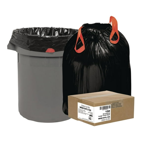 Webster Large Drawstring Trash Bags, 33 Gallon, 150 Count