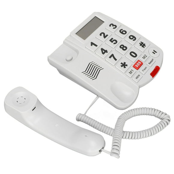 Teléfono Fijo Con Cable, Manos De Marcación Con Un Solo Toque, Fácil De Leer, Prealmacenamiento, Botón Grande, Teléfono Con Cable Para Personas Con Discapacidad Auditiva