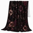 thumbnail image 2 of Botanical Bat and Moth Garden Scene, Warm Flannel Blanket for Sunroom and Reading Nook, Garden Lovers Housewarming Gift, Botanical Home Decor, 2 of 9