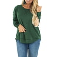 thumbnail image 5 of LANREMON Plus Size Fall Winter Tops for Women Casual Long Sleeve Round Neck Tunic Oversized Workout TShirts Shirts Blouse Green 16 Plus, 5 of 6