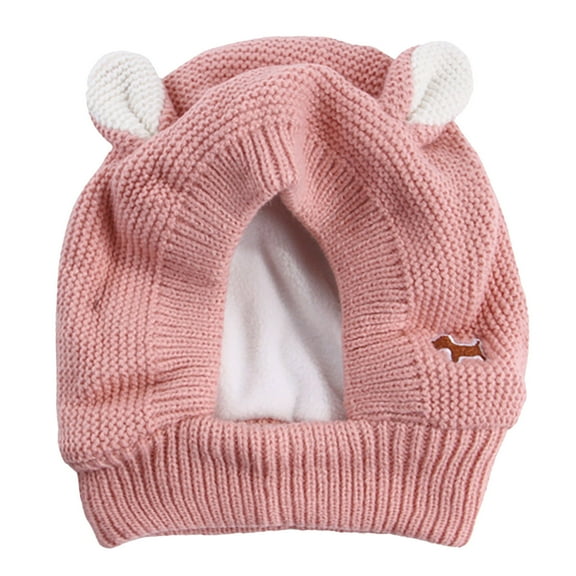 Autumn Winter Rabbit Ears Velvet Knit Hat for Large Dogs Windproof Warm Pet Headwear Cover