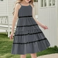 thumbnail image 4 of Nmnitkp Girls Dress Boho Kids Summer Sleeveless Sundress Patchwork Spaghetti Strap Dresses Dark Gray,9 Years, 4 of 7