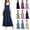 Navy, variant on POIUYTR Women Summer Overall Dress Casual High Waist A-Line Sleeveless Maxi Dresses Beach Solid Color Sundress