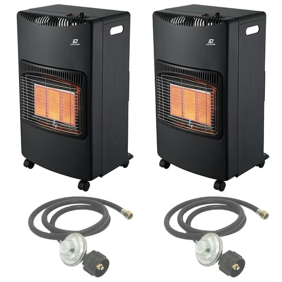 Calentador Portátil a Gas EconoWarm 2 Pzas 14330Btus 4200W Gas LP Control Manual Infrarrojo Sin Tanque Manguera 0.5m.