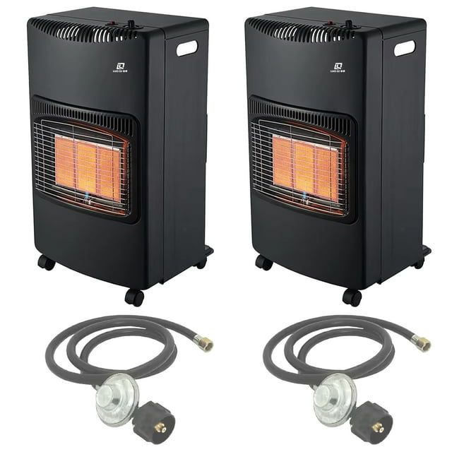 Calentador Portátil a Gas EconoWarm 2 Pzas 14330Btus 4200W Gas LP Control Manual Infrarrojo Sin Tanque Manguera 0.5m.