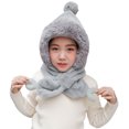 thumbnail image 2 of Kids Baby Winter Plush Warm Earflap Hood Beanie Hat Long Scarf Set, 2 of 8
