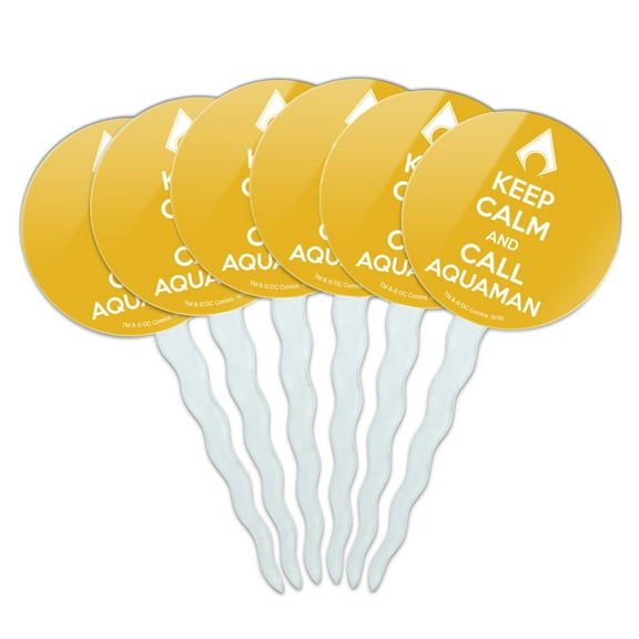 Aquaman Keep Calm and Call Cupcake Picks Toppers Decoration Set of 6