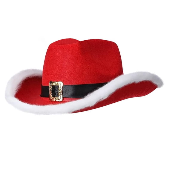 Charmgo Cowgirl Hat Clearance, Christmas Hat Adult Christmas Feather with Led Lights Cowboy Hat Western Cowboy Red Hat Santa Trimmed Lights Hat Cowboy Hats for Women Cowboy Hat Men, Hats for Men Red