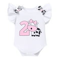 thumbnail image 4 of FYMNSI Toddler Kids Girl Cow 2nd Second Birthday Cake Smash Outfit Two Years Old Party Tops Tutu Tulle Skirt Headband Set White 2T, 4 of 9