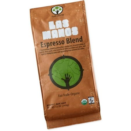Full Circle Exchange Las Manos Espresso Blend Dark Roast Ground Coffee, 12oz