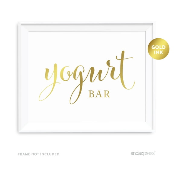 Yogurt Bar Metallic Gold Wedding Party Signs