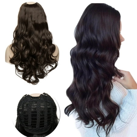 Length Straight Synthetic Hair Wig (S-noilite Synthetic Hair Extension Clips ins Straight Curly Wavy Full Head Wig False Hair Wigs)
