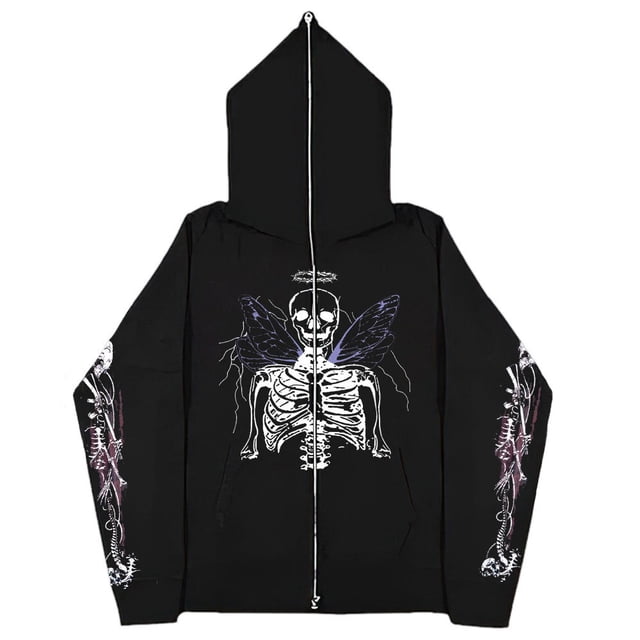 2023 Sudaderas con estampado de calaveras oscuras europeas y americanas para hombres y mujeres, sudaderas con capucha, parejas góticas, sudaderas con cremallera de gran tamaño Harajuku