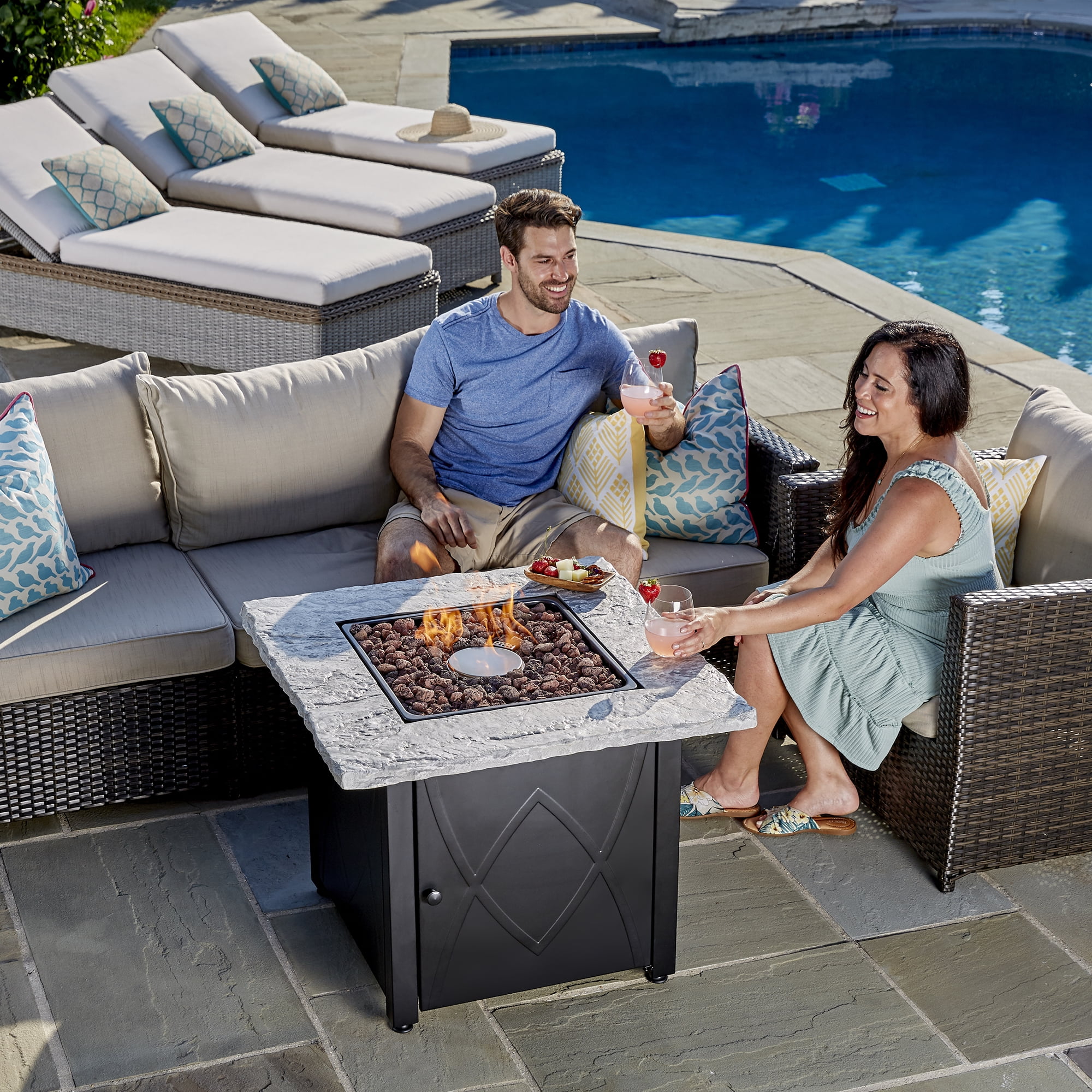 Endless Summer Stone Top Fire Pit, 30 in. 30,000 BTU