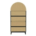 thumbnail image 5 of TOPCOMFY 74.3"Arched Cabinet with Glass Doors, Kitchen Storage Cabinet with Door, 5-Tier Arched Bookcase with Adjustable Shelves - Black & Oak, 5 of 7