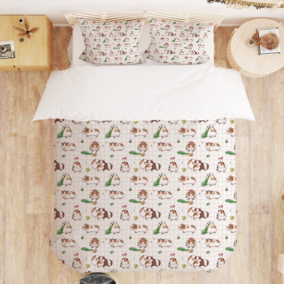 Modern Minimalist Bedding Set, Hamster Print Unisex Bedding Set with 1 Duvet Cover and 2 Pillowcases