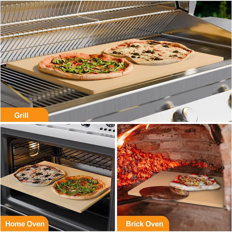 Extra Large Rectangular Pizza Stone - 22 X 14 X 0.6 Inch Cordierite, For Oven & Grill, Includes Scraper & Parchment Paper