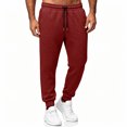 thumbnail image 5 of Men Waffle Jogger Pants Drawstring Elastic Waist Sweatpants with Pocket,Casual Comfy Home Outdoor or Sports Daily Wear,Red,L, 5 of 9