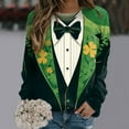 thumbnail image 4 of VBARHMQRT Chandail à Capuchon Couverture Portable Femmes St Pa Day T-Shirts Col Rond Chandail Vert Manches Raglan Chandail à Enfiler Hauts Amples Convenant Hauts Habillés, 4 of 5