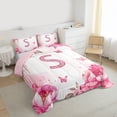 thumbnail image 3 of Homewish Girls Personalized Gifts Full Size Comforter Sets,Pink Letter S Bedding Comforter Set,Cute Butterflies Floral Bedding Sets For Princess,Lightweight Room Decoration Reversible,3 Pieces, 3 of 8