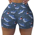 thumbnail image 2 of Xecao Cartoon Shark Print Workout Shorts for Women Soft Smooth Gym Yoga Scrunch Active Tennis Workout Running Shorts-Small, 2 of 8