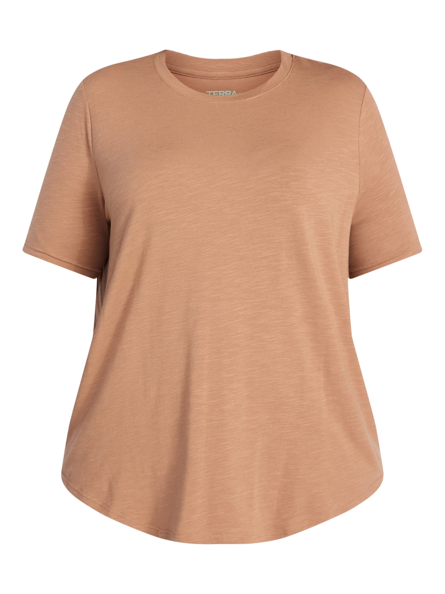 Terra & Sky Women's Plus Size Crewneck Tee with Short Sleeves, Sizes 0X-5X