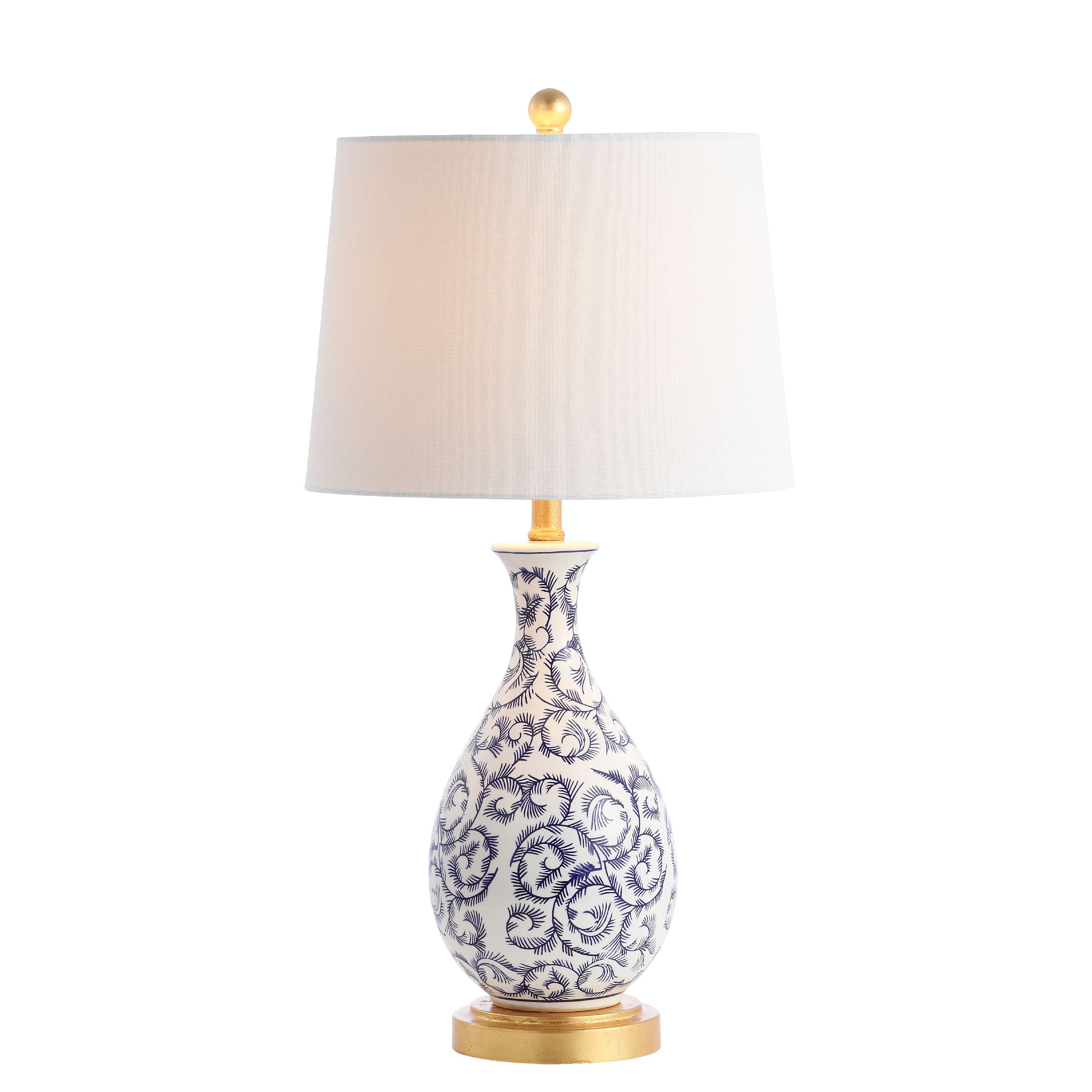 SAFAVIEH Avi Floral Vines 27.5 in. H Table Lamp, Blue/White, Set of 2