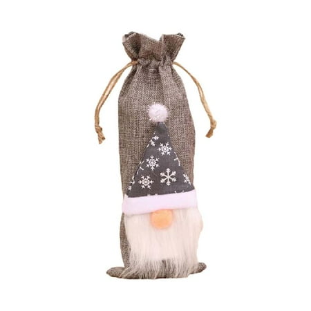 

Christmas Swedish Gnome for Doll Red Wine Champagne Bottle Cover Drawstring Bag Party Table Decorations