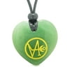 Archangel Gabriel Sigil Magic Amulet Planet Energy Puffy Heart Green Quartz Pendant Adjustable Necklace