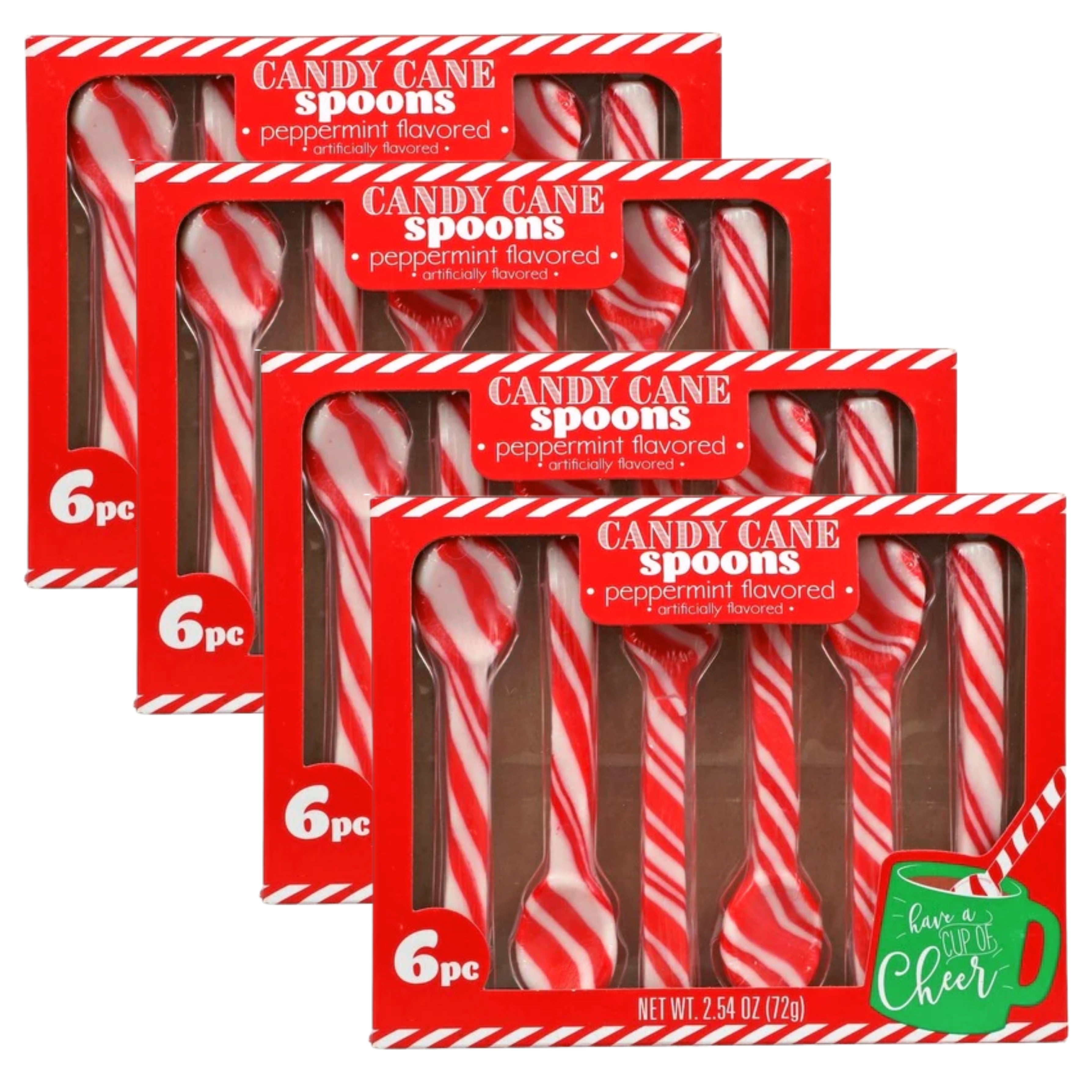 Peppermint Candy Cane Spoons, 2.54 oz (72g) (6ct. pack) Bundle of 4