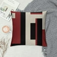 thumbnail image 2 of COMIO Black Wine Red Geometric Decorative Cushion Pillow Covers Modern Geometric Grey Black and Red Grid Stripe Decor Irregular with Hidden Zipper Home for Couch Bed, 2 of 5