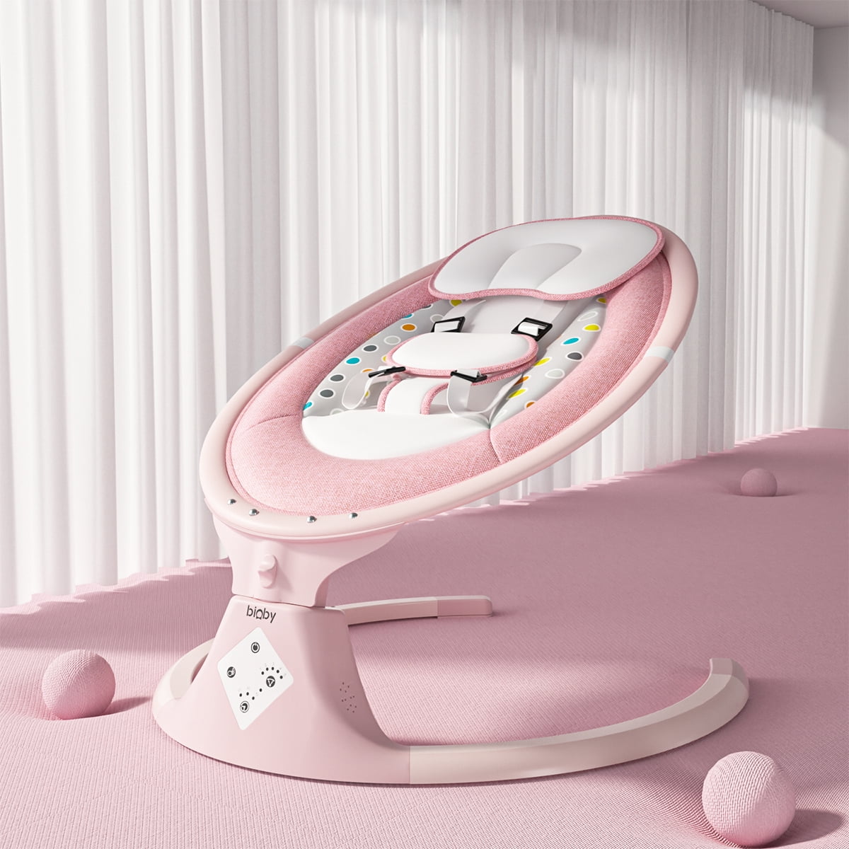 Bioby Baby Swing, Remote Control Baby Bouncer With 5Speeds For Infants