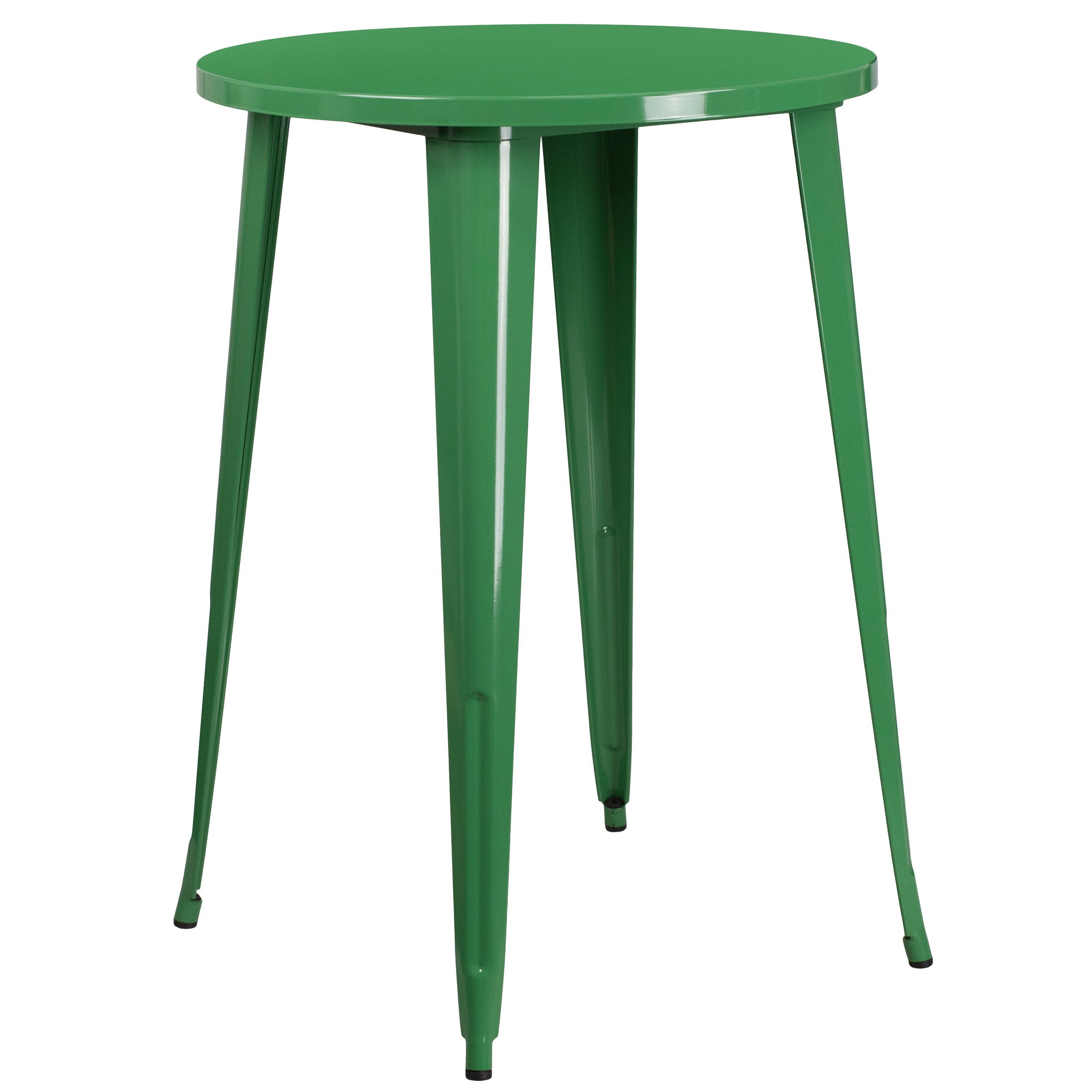 Flash Furniture Commercial Grade 30" Round Green Metal Indoor-Outdoor Bar Table Set with 2 Square Seat Backless Stools - image 4 of 5