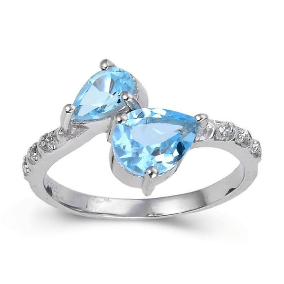 Blue Topaz Dual Teardrop Ring