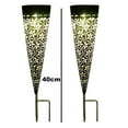 thumbnail image 2 of Paquete de 2 luces solares para caminos de jardín al aire libre, estacas decorativas impermeables para pasarela, patio, césped, 2 of 5