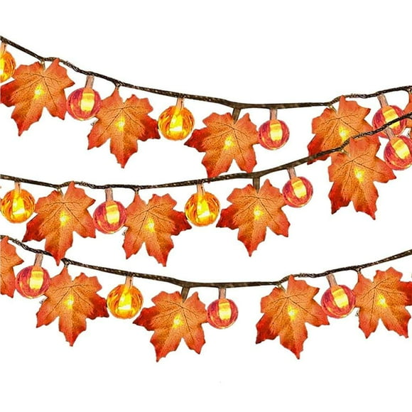 LED Maple Leaf Light String Lantern Plastic Fall Garland Light for Thanksgiving Halloween Decoration