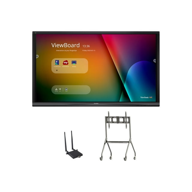 ViewSonic ViewBoard IFP9850-E4 - 98" Diagonal Class LED-backlit LCD display - interactive - with touchscreen - 4K UHD (2160p) 3840 x 2160 - with ViewSonic LB-WIFI-001 Adapter, ViewSonic VB-STND-005 Cart