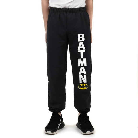 Boys DC Comic Book Superhero Batman Black Sweatpants-M