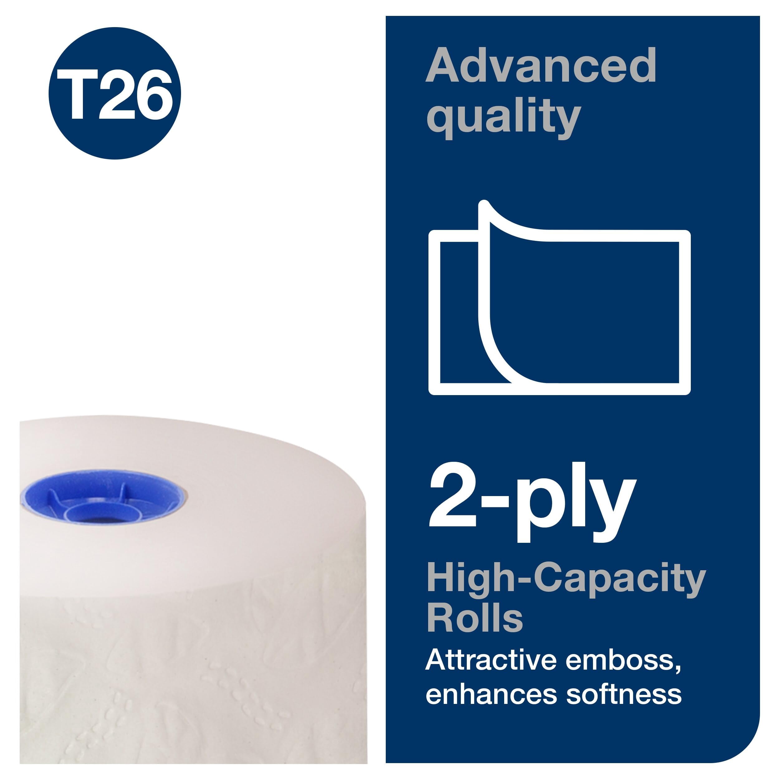 High Capacity Toilet Paper Rolls White T26, 2-Ply Bath Tissue, 36 Rolls 1000 Sheets Per Roll, Commercial Grade for Office Hospital Restroom, 110292A