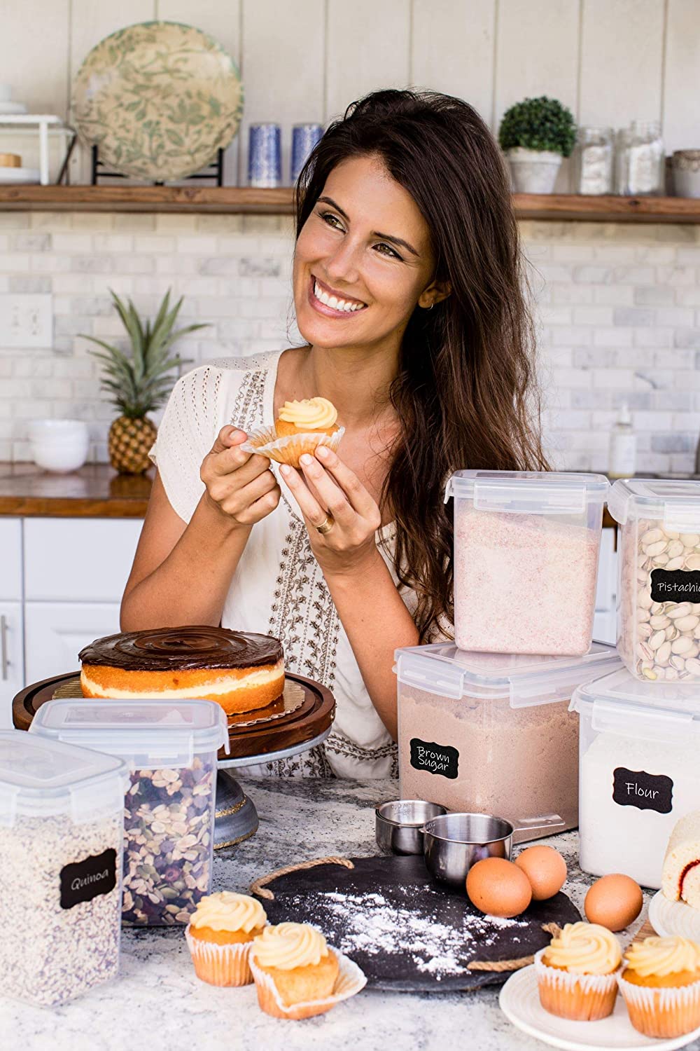 Airtight Food Storage Containers - 6 Piece BPA Free Flour Container and Sugar Container Set. These Containers are Perfect for Flour and Sugar Storage. Includes Free Labels and Marker