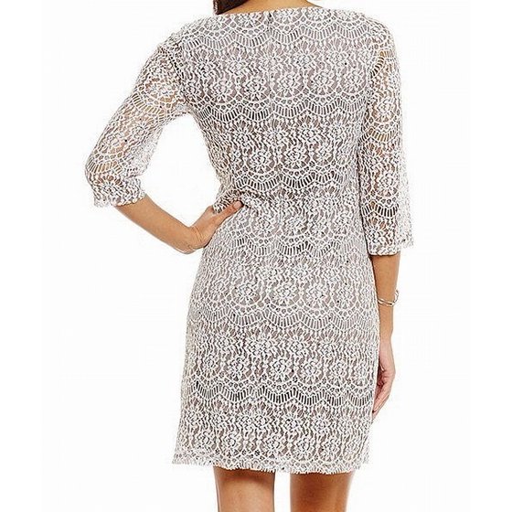 Jessica Howard Dresses Womens Lace Sequince Sheath Dress 14