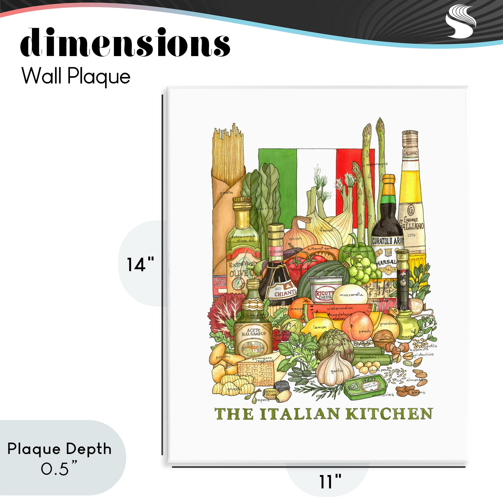 Stupell Industries Italian Kitchen and Food Wall Plaque Art, design by Nancy Overton