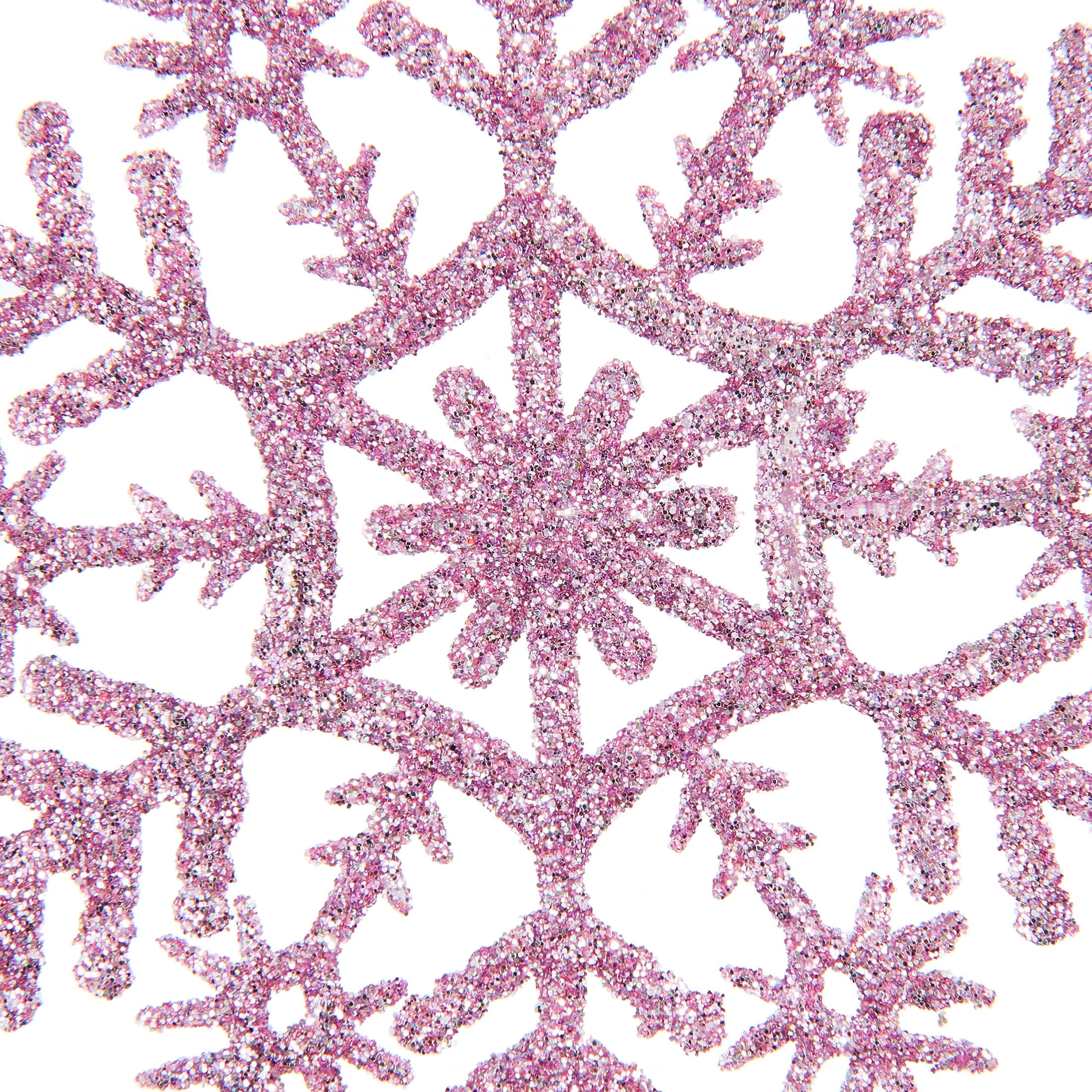 20-Count Pink Glitter Snowflake Christmas Ornaments, 3.9", by Holiday Time