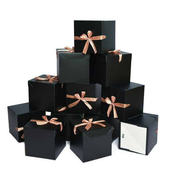 Cajas de regalo GP SUP, 12 unidades, negras, 10 x 10 x 10 cm, con tapa