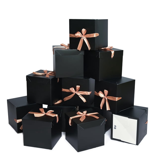 Cajas de regalo GP SUP, 12 unidades, negras, 10 x 10 x 10 cm, con tapa
