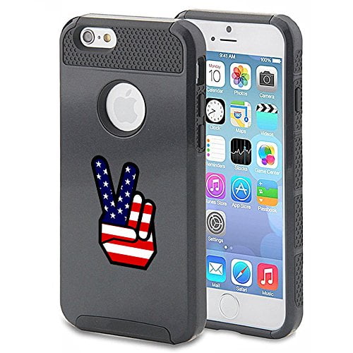 For Apple Iphone 8 Shockproof Impact Hard Soft Case Cover Peace Sign American Flag Black Walmart Com Walmart Com