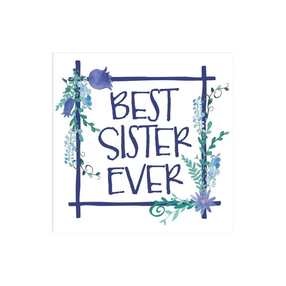Best Sister Ever Blueberry Trellis Floral 12 x 12 Wood Wall Sign Plaque
