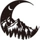 thumbnail image 1 of Decoraciones de pared de hierro con luna y montañas, decoración de pared de metal negro, esculturas de pared con escena nocturna de montañas para el hogar, cocina, patio, dormitorio, sala de estar,, 1 of 8