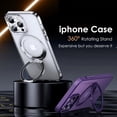 thumbnail image 2 of Magnetic 360°Rotation Stand Phone Case For iphone 11 12 13 14 15 Pro Max 15Plus With Ring Holder Frosted Transparent Cover Funda Blue For iphone 11 Pro, 2 of 6