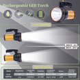 thumbnail image 3 of Torche LED Rechargeable 7000 Lumens Étanche CREE LED Puissante Portable Rechargeable Lampe de Poche LED pour Randonnée Camping, 9000mah, 3 of 5